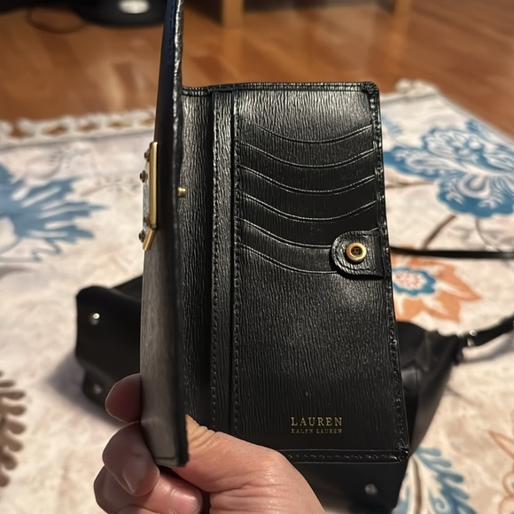 Ralph Lauren Epi Textured Black Leather Handbag w/ Bonus Epi Textured Wallet - Picture 5 of 7